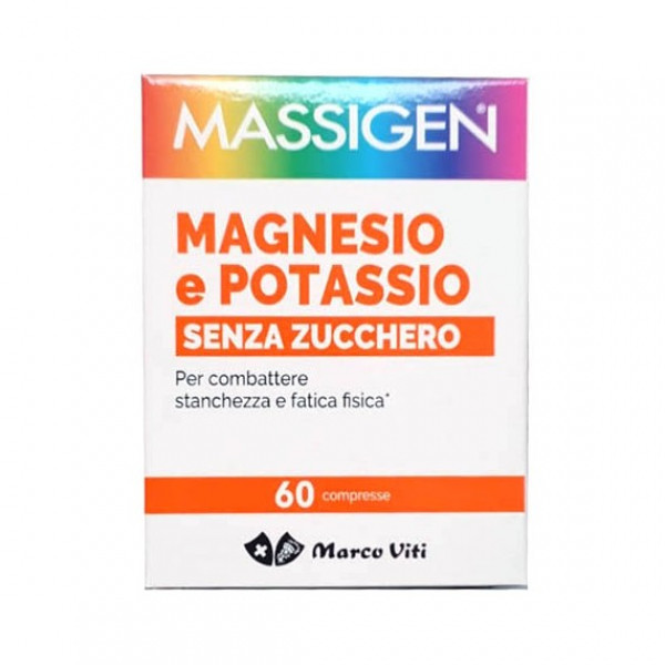 Massigen Magnesio e Potassio Senza Zucchero - Massigen - 60 compresse - Integratore minerale per muscoli e sistema nervoso senza zuccheri aggiunti